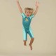 Traje anti-UV verde con estampado de sabana para bebés Kloupi