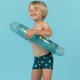 Traje de baño tipo bóxer azul oscuro con estampado de sabana para bebés