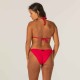 Top de Bikini Mae Mujer Rojo Triángulos Corredizos