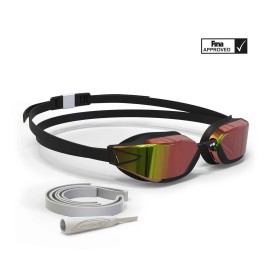 Goggles de natación cristales espejo negro con rojo unitalla Bfast