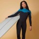 Traje Surf 500 Mujer 4/3 Negro Verde Cierre Dorsal
