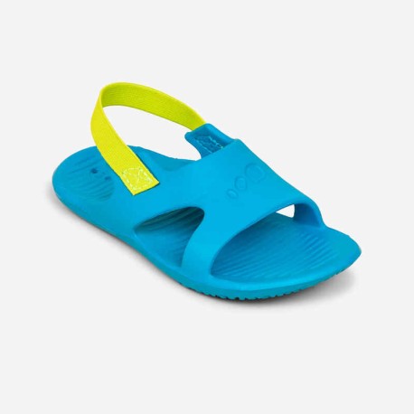 Sandalias de alberca azul verde para niños Slap 100 Basic