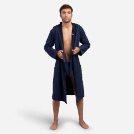 Bata de algodón orgánico azul oscuro para hombre