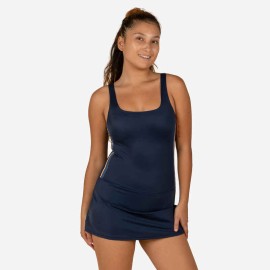 Traje de baño con faldita y bandas azul marino para mujer Heva