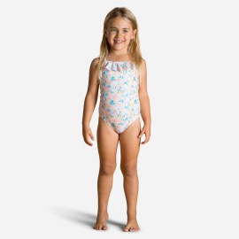 Traje de baño de natación con estampado y volantes para bebé/niña