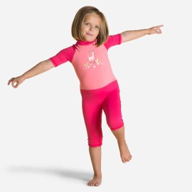 Traje Natación Anti-UV Bebés/Niños Rosa Estampado Manga Corta