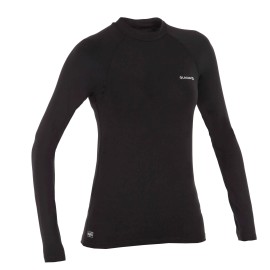Playera de surf anti-UV de manga larga negra para mujer