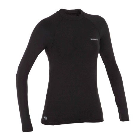 Playera de surf anti-UV de manga larga negra para mujer