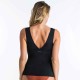 Top Bikini Tankini Marine Uni Negro Escote V y Relleno Extraíble