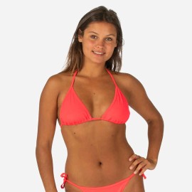 Top de Bikini Mae Mujer Coral Fluorescente Triángulos Corredizos