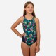 Traje de baño de algodón estampado azul y rosa para niña Kamiye Print 500