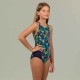 Traje de baño de algodón estampado azul y rosa para niña Kamiye Print 500