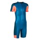 Traje de baño de natación tipo short azul con rojo para niños 100 Kloupi