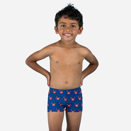 Traje de baño tipo bóxer azul con estampado de cangrejos para bebés/niños