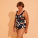 Traje de Baño Aquagym Karli Flo Mujer Azul/Naranja