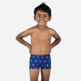 Traje de baño tipo bóxer azul con estampado de cangrejos para bebés/niños
