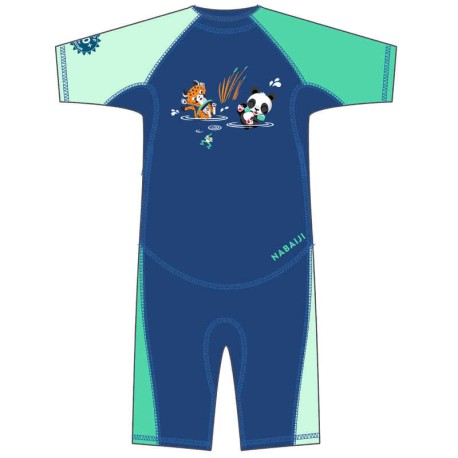 Traje Natación Bóxer Kloupi Bebé Azul Verde Estampado Panda Anti-UV