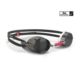 Kit de goggles de natación suecos cristales espejo negro con rojo unitalla