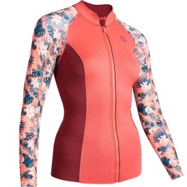 Top Anti-UV Mujer Rosa Flores Manga Larga Neopreno 1.5 mm