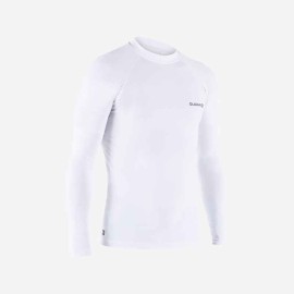 Playera de surf anti-UV de manga larga blanca para hombre 100