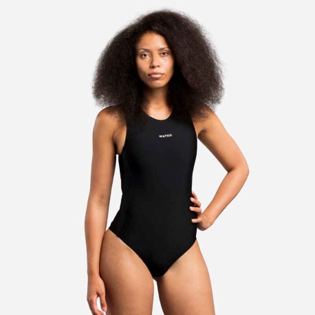 Traje de baño Mujer Waterpolo Watko 500 Liso Negro