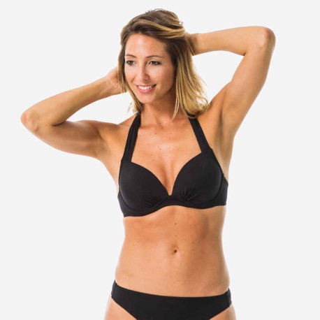Top Bikini Elena Mujer Negro Push Up Rellenos Fijos