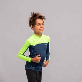 Playera de surf anti-UV de manga larga verde para niños 500