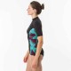 Playera de surf anti-UV de manga corta negra para mujer 500 Koga Maldivas
