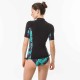 Playera de surf anti-UV de manga corta negra para mujer 500 Koga Maldivas