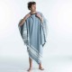 Toalla de playa/poncho gris con azul de 190 x 190 cm
