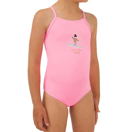 Traje de Baño Hanalei 100 Adulto Rosa Pastel
