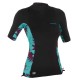 Playera de surf anti-UV de manga corta negra para mujer 500 Koga Maldivas