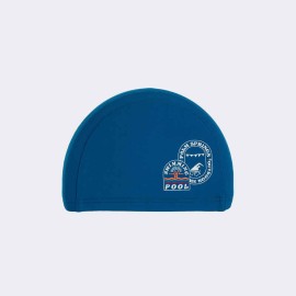 Gorra de natación de punto tejido con estampado azul en talla CH