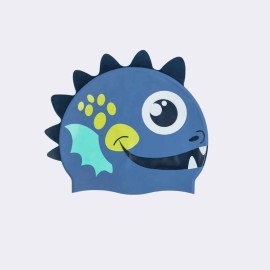 Gorro de natación de silicón azul/amarillo con forma de dragón unitalla