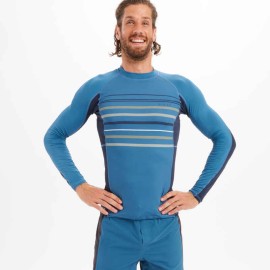 Playera Anti-UV 500 Hombre Azul Rayas Manga Larga