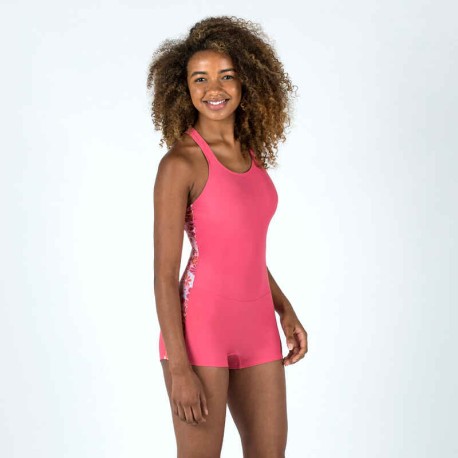 Traje de baño de natación tipo short rosa para niña Vega