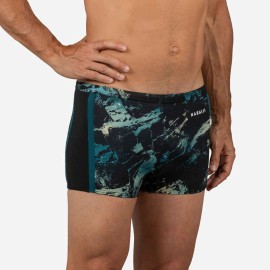 Traje de baño de natación tipo bóxer negro con azul para hombre Yoko Trao