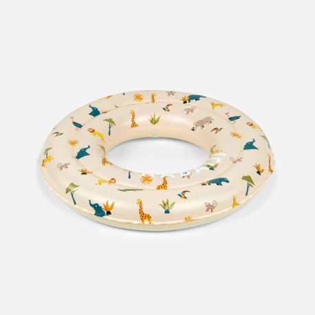 Salvavidas inflable para niños - Uso en alberca - Beige - Estampado sabana 3-6 años 51 cm