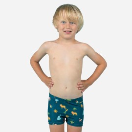 Traje de baño tipo bóxer azul oscuro con estampado de sabana para bebés