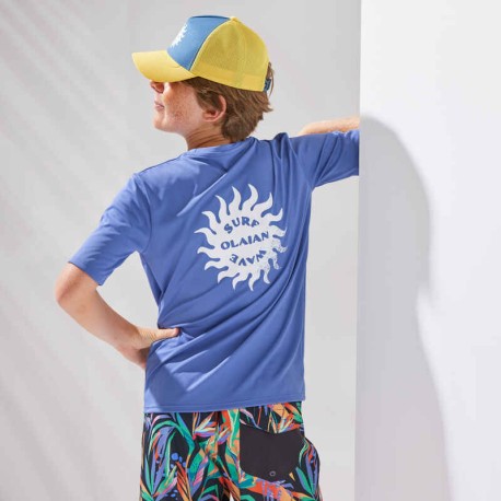 Playera Protección Solar Niños Azul Manga Corta