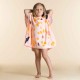 Poncho de natación de algodón blanco con rosa con jirafa para bebé